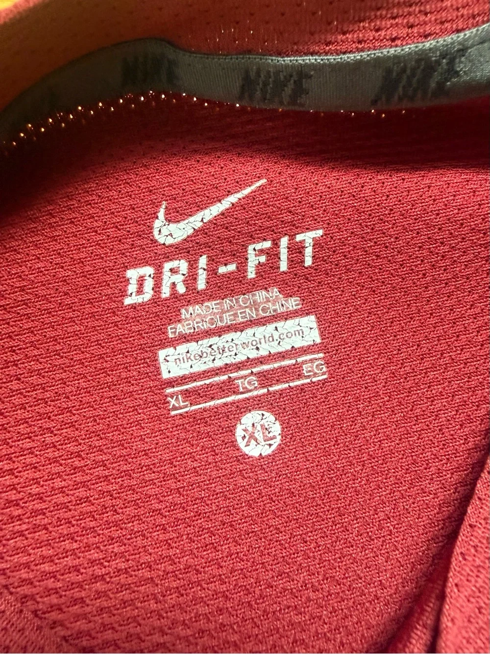 Nike Long-Sleeve Dri-FIT Crew in Burgundy with Grey Accents